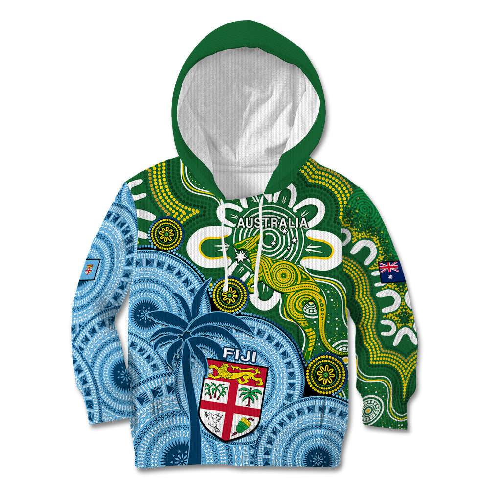 Australia And Fiji Kid Hoodie Aboriginal Mix Fijian Tapa Unique Style - Wonder Print Shop