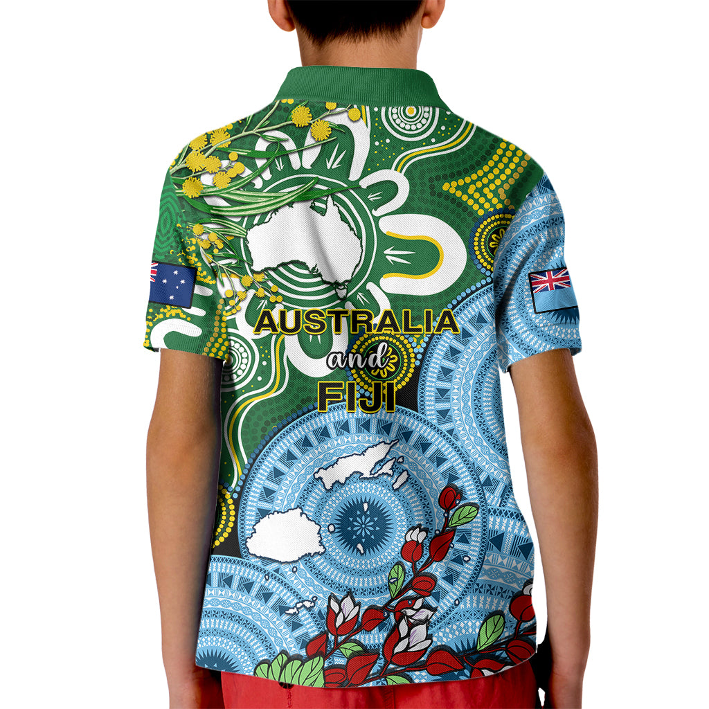 Australia And Fiji Polo Shirt for Kid Aboriginal Mix Fijian Tapa Unique Style - Wonder Print Shop