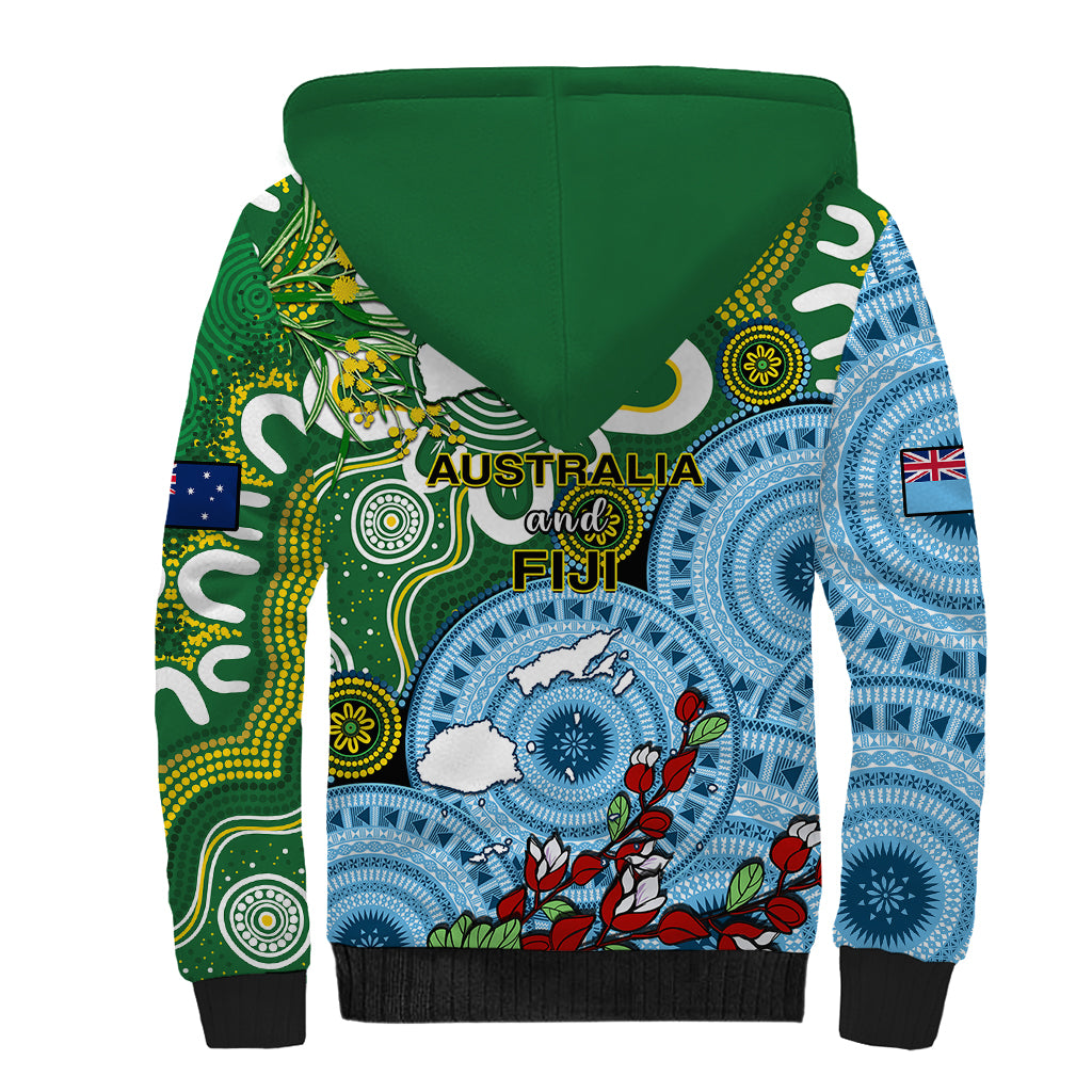 Australia And Fiji Sherpa Hoodie Aboriginal Mix Fijian Tapa Unique Style - Wonder Print Shop