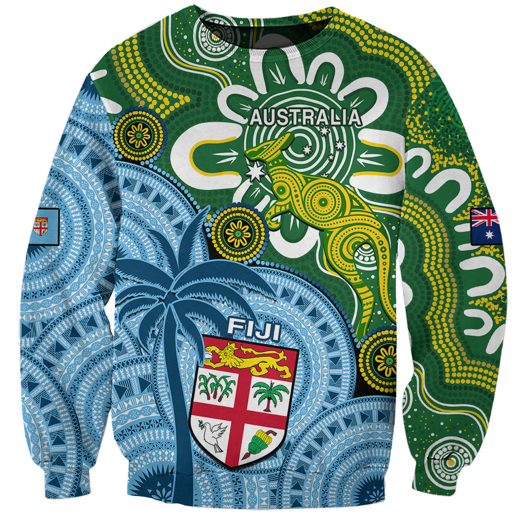 Australia And Fiji Sweatshirt Aboriginal Mix Fijian Tapa Unique Style - Wonder Print Shop