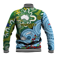 Personalised Australia And Fiji Baseball Jacket Aboriginal Mix Fijian Tapa Unique Style - Wonder Print Shop