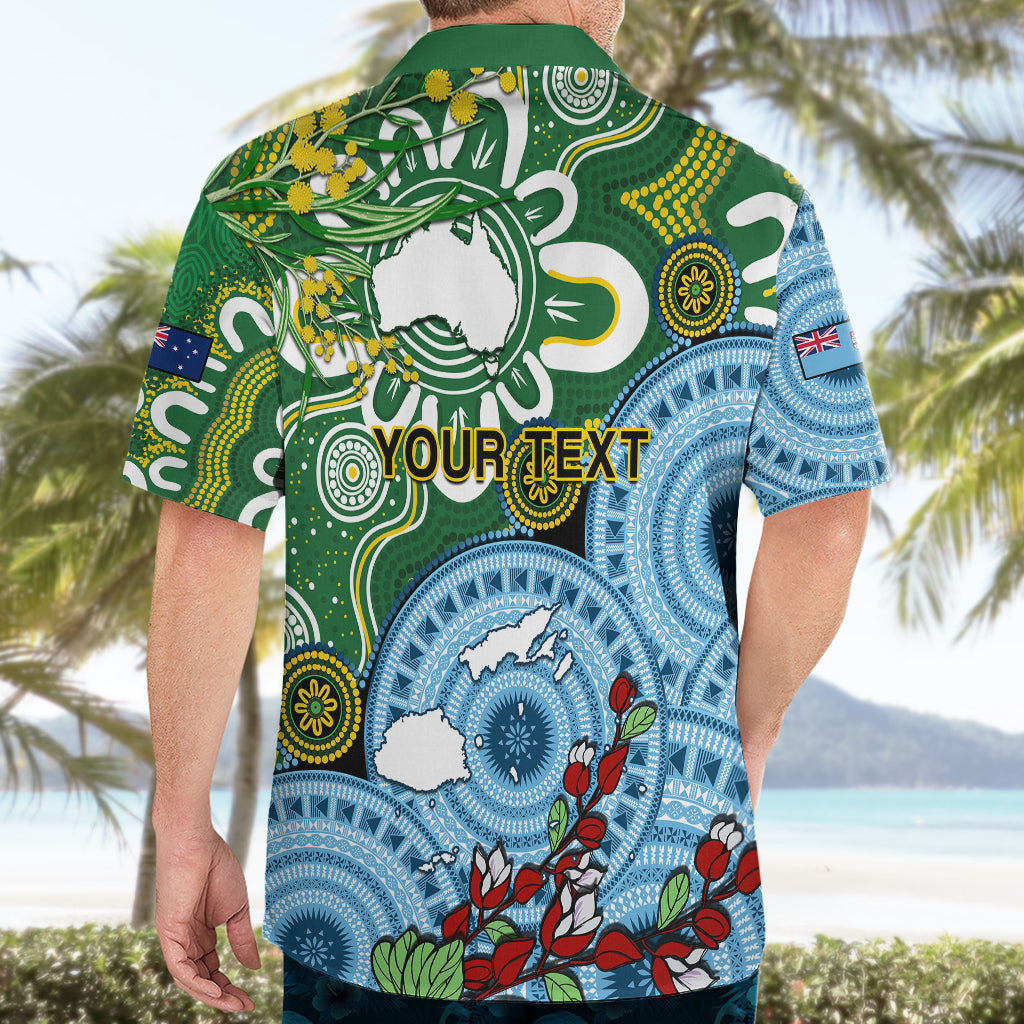 Personalised Australia And Fiji Hawaiian Shirt Aboriginal Mix Fijian Tapa Unique Style - Wonder Print Shop