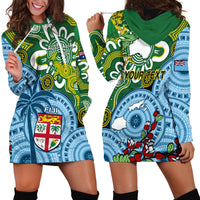 Personalised Australia And Fiji Hoodie Dress Aboriginal Mix Fijian Tapa Unique Style - Wonder Print Shop