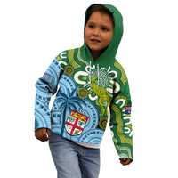 Personalised Australia And Fiji Kid Hoodie Aboriginal Mix Fijian Tapa Unique Style - Wonder Print Shop
