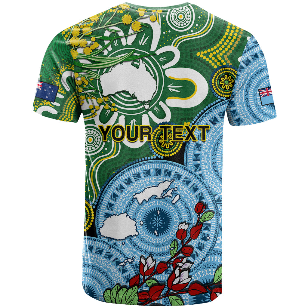 Personalised Australia And Fiji T Shirt Aboriginal Mix Fijian Tapa Unique Style - Wonder Print Shop