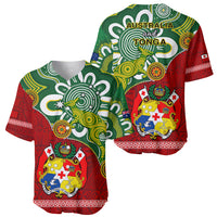 Australia And Tonga Baseball Jersey Aboriginal Mix Tongan Ngatu Unique Style - Wonder Print Shop