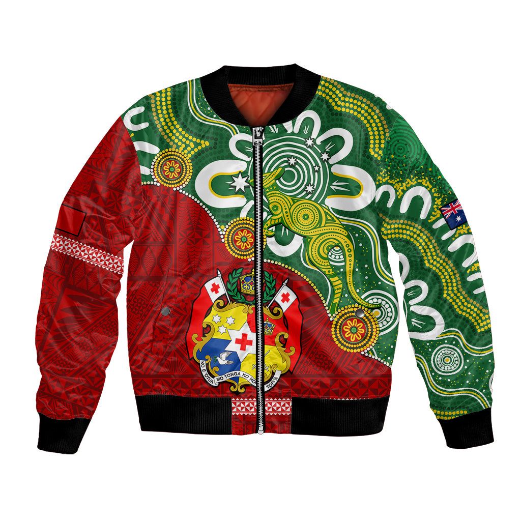 Australia And Tonga Bomber Jacket Aboriginal Mix Tongan Ngatu Unique Style - Wonder Print Shop