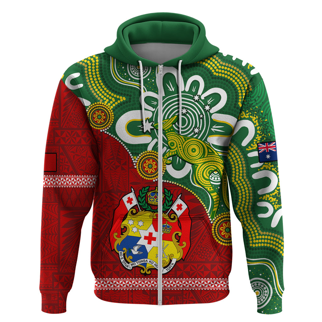 Australia And Tonga Hoodie Aboriginal Mix Tongan Ngatu Unique Style - Wonder Print Shop