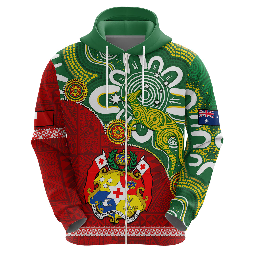 Australia And Tonga Hoodie Aboriginal Mix Tongan Ngatu Unique Style - Wonder Print Shop