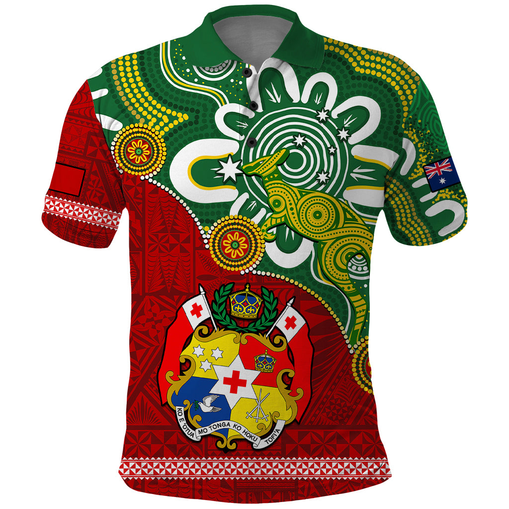 Australia And Tonga Polo Shirt Aboriginal Mix Tongan Ngatu Unique Style - Wonder Print Shop