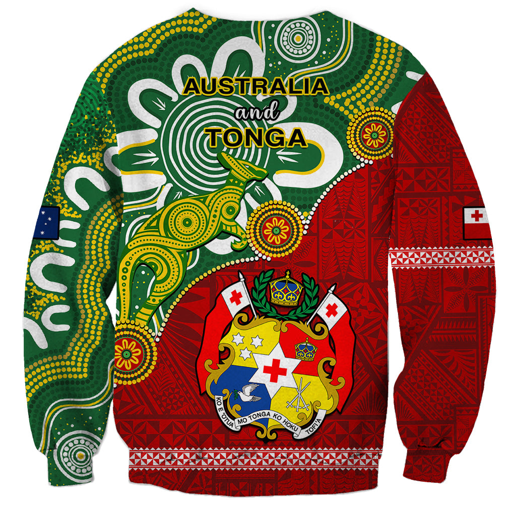 Australia And Tonga Sweatshirt Aboriginal Mix Tongan Ngatu Unique Style - Wonder Print Shop