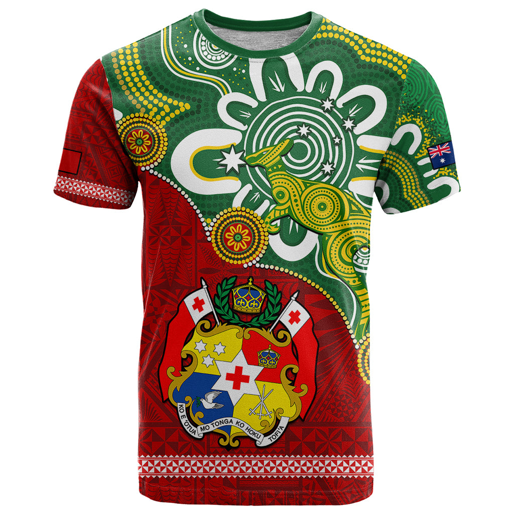 Australia And Tonga T Shirt Aboriginal Mix Tongan Ngatu Unique Style - Wonder Print Shop
