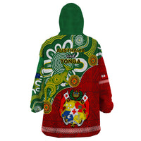 Australia And Tonga Wearable Blanket Hoodie Aboriginal Mix Tongan Ngatu Unique Style - Wonder Print Shop