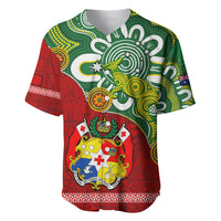 Personalised Australia And Tonga Baseball Jersey Aboriginal Mix Tongan Ngatu Unique Style - Wonder Print Shop