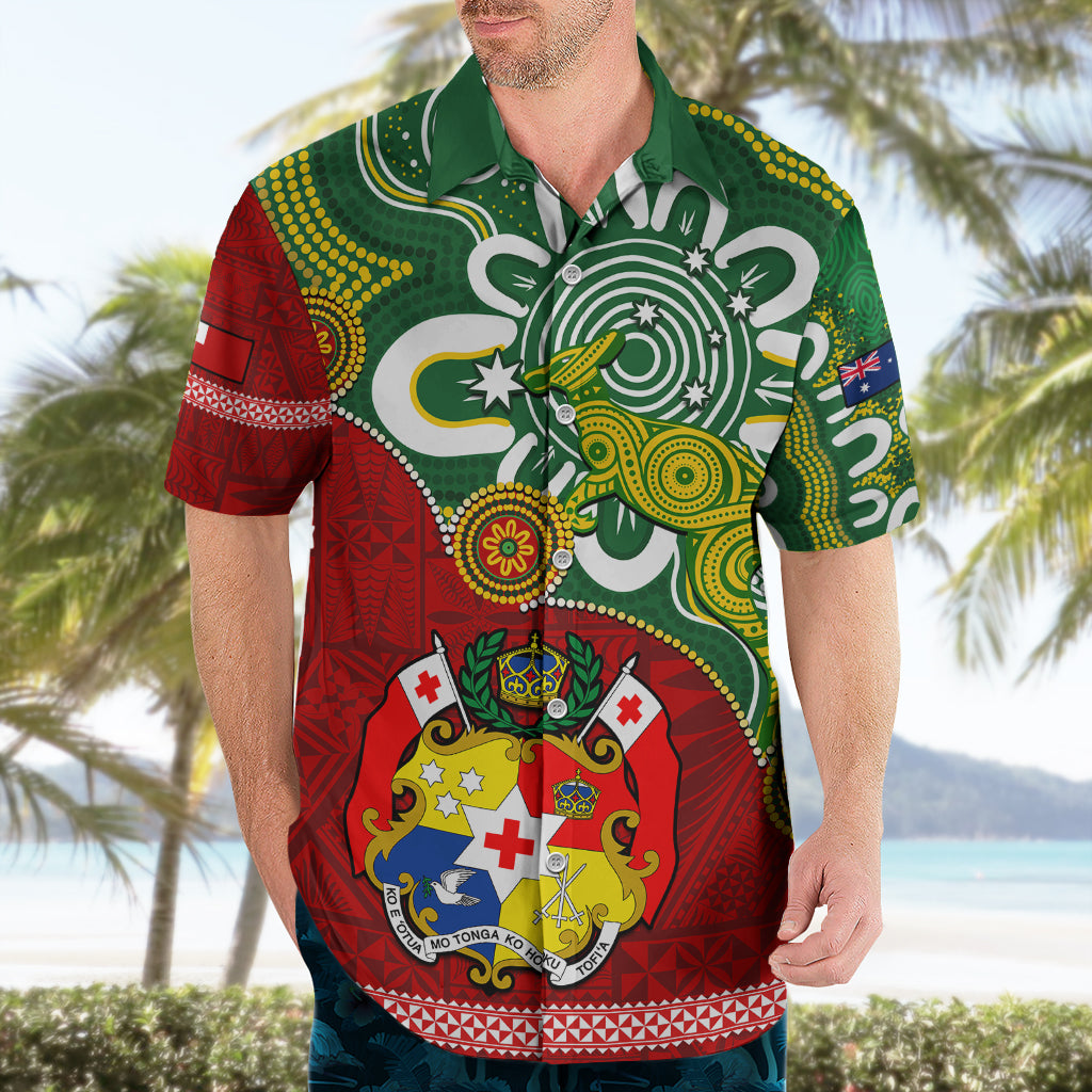 Personalised Australia And Tonga Hawaiian Shirt Aboriginal Mix Tongan Ngatu Unique Style - Wonder Print Shop