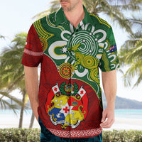 Personalised Australia And Tonga Hawaiian Shirt Aboriginal Mix Tongan Ngatu Unique Style - Wonder Print Shop
