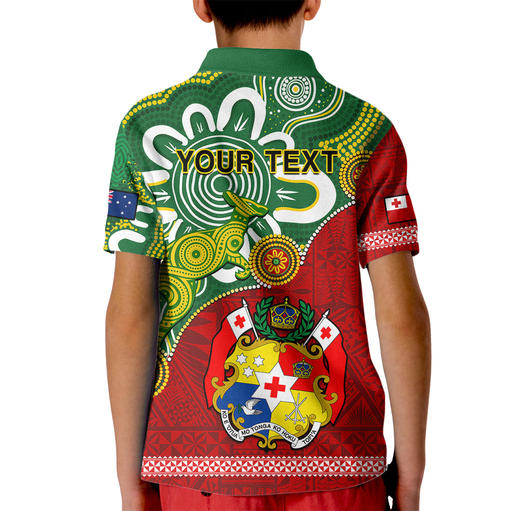 Custom Australia And Tonga Polo Shirt for Kid Aboriginal Mix Tongan Ngatu Unique Style - Wonder Print Shop