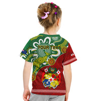 Personalised Australia And Tonga Kid T Shirt Aboriginal Mix Tongan Ngatu Unique Style - Wonder Print Shop
