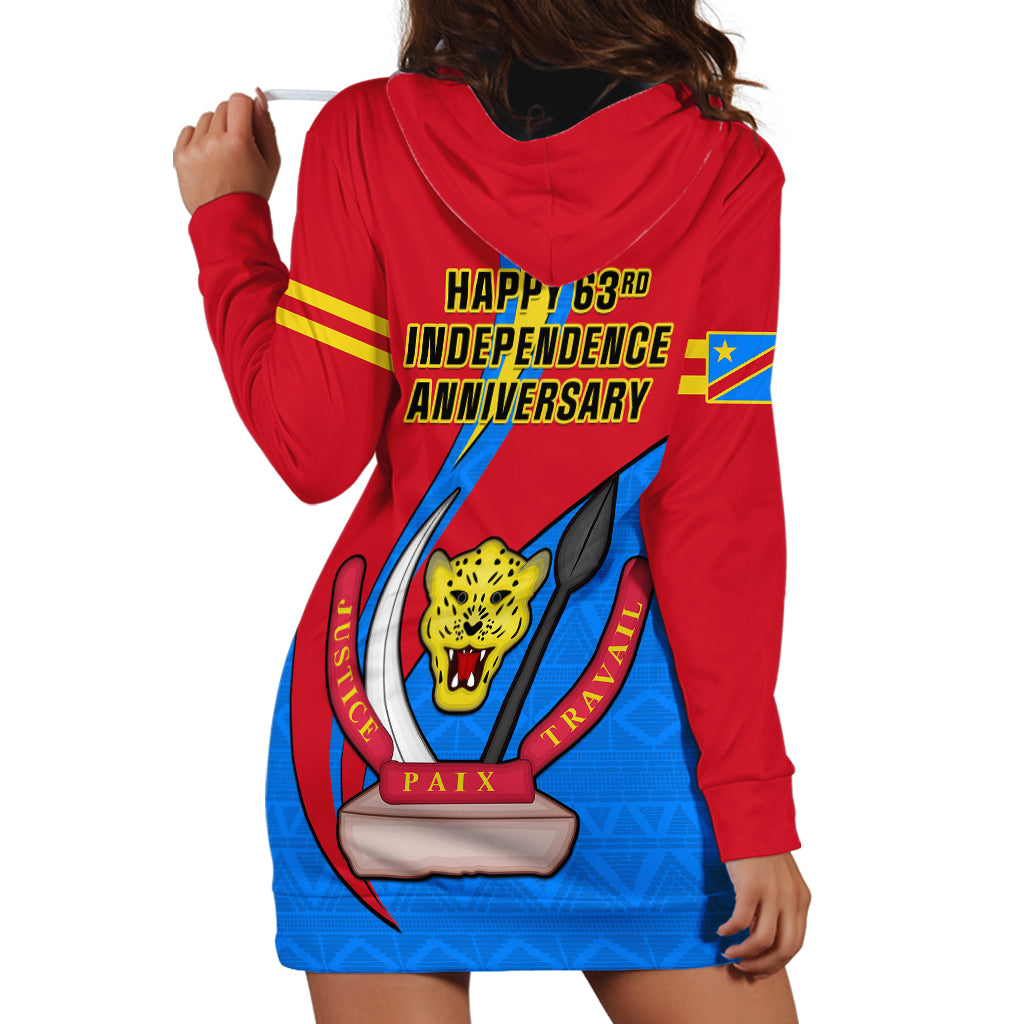 30 June Democratic Republic of the Congo Independence Day Hoodie Dress Happy 63rd Anniversary - Wonder Print Shop