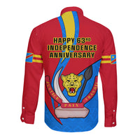 30 June Democratic Republic of the Congo Independence Day Long Sleeve Button Shirt Happy 63rd Anniversary - Wonder Print Shop