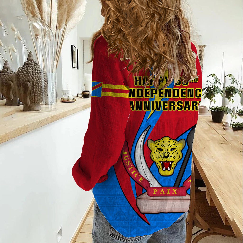 30 June Democratic Republic of the Congo Independence Day Women Casual Shirt Happy 63rd Anniversary - Wonder Print Shop