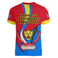 30 June Democratic Republic of the Congo Independence Day Women V Neck T Shirt Happy 63rd Anniversary - Wonder Print Shop