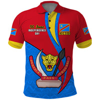 Personalised 30 June Democratic Republic of the Congo Independence Day Polo Shirt Happy 63rd Anniversary - Wonder Print Shop