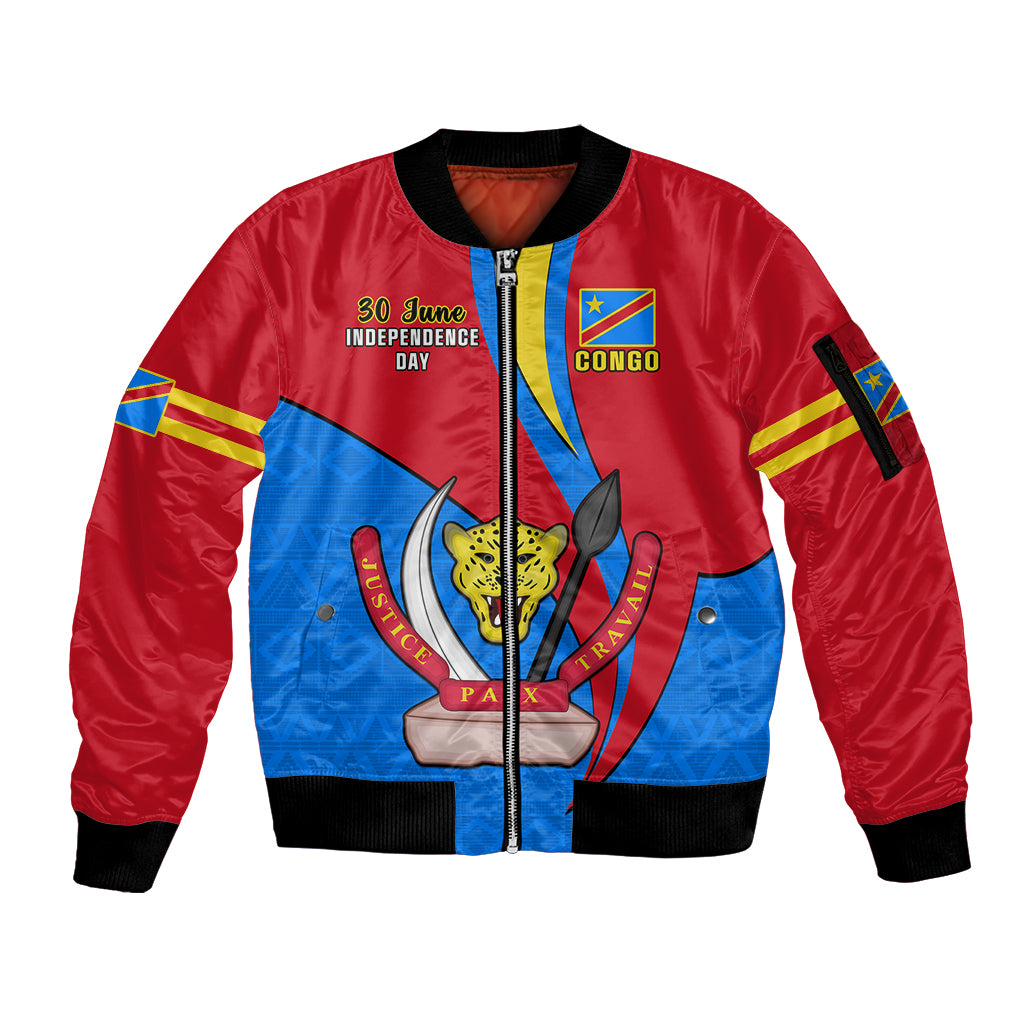 Personalised 30 June Democratic Republic of the Congo Independence Day Sleeve Zip Bomber Jacket Happy 63rd Anniversary - Wonder Print Shop