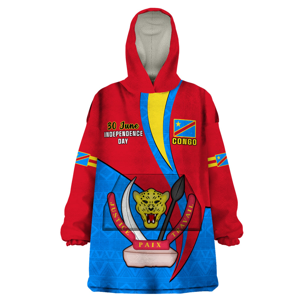 Personalised 30 June Democratic Republic of the Congo Independence Day Wearable Blanket Hoodie Happy 63rd Anniversary - Wonder Print Shop