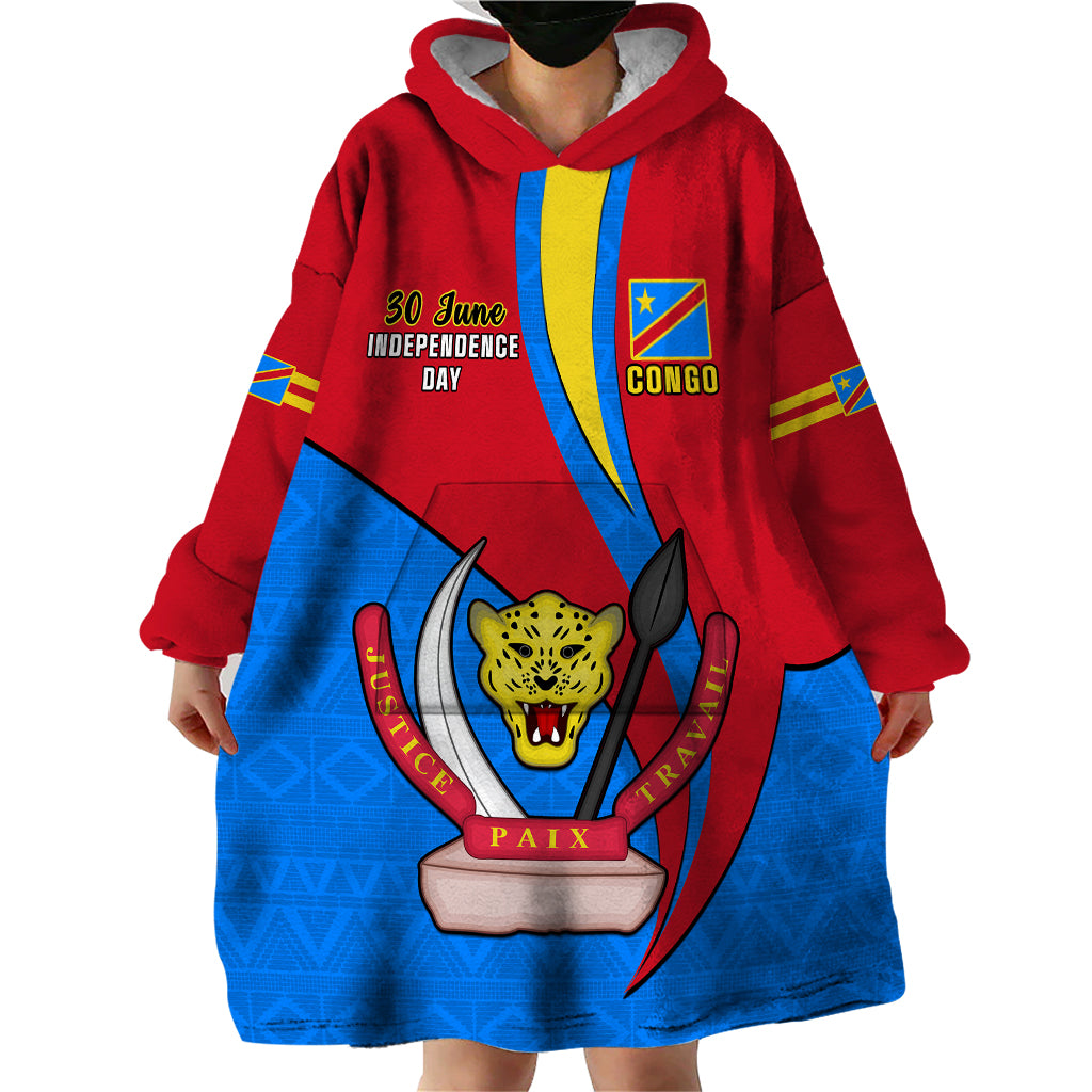Personalised 30 June Democratic Republic of the Congo Independence Day Wearable Blanket Hoodie Happy 63rd Anniversary - Wonder Print Shop