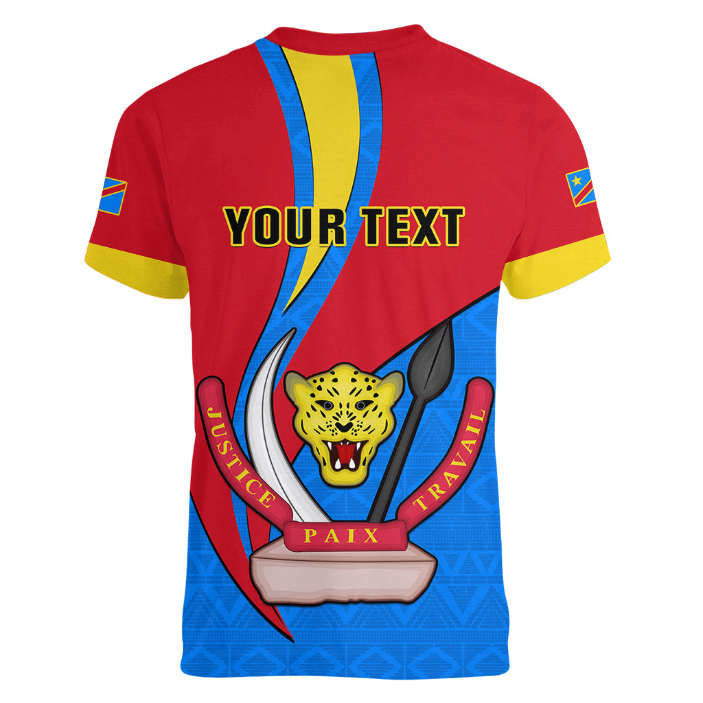 Personalised 30 June Democratic Republic of the Congo Independence Day Women V Neck T Shirt Happy 63rd Anniversary - Wonder Print Shop