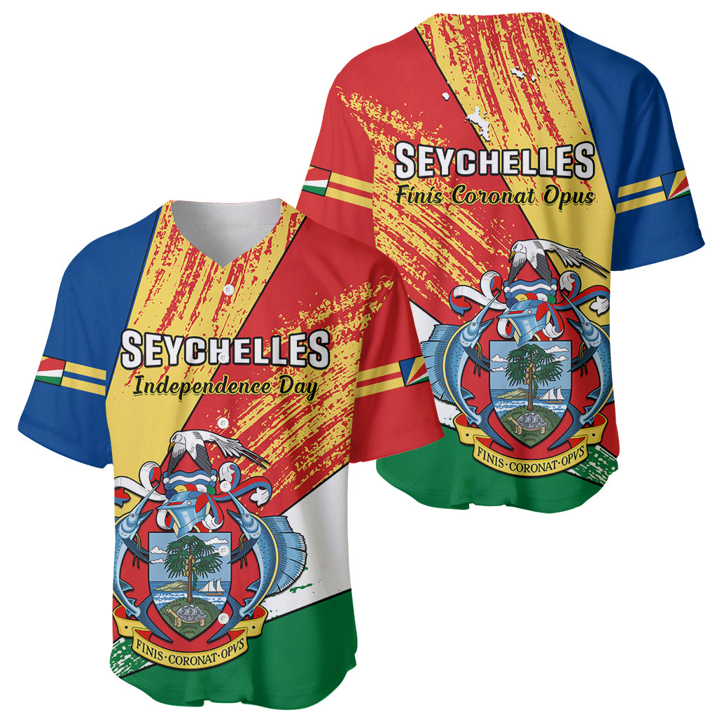 29 June Seychelles Independence Day Baseball Jersey Flag Style - Wonder Print Shop