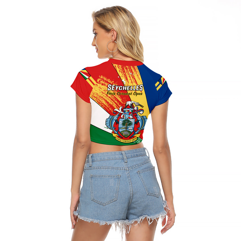 29 June Seychelles Independence Day Raglan Cropped T Shirt Flag Style - Wonder Print Shop