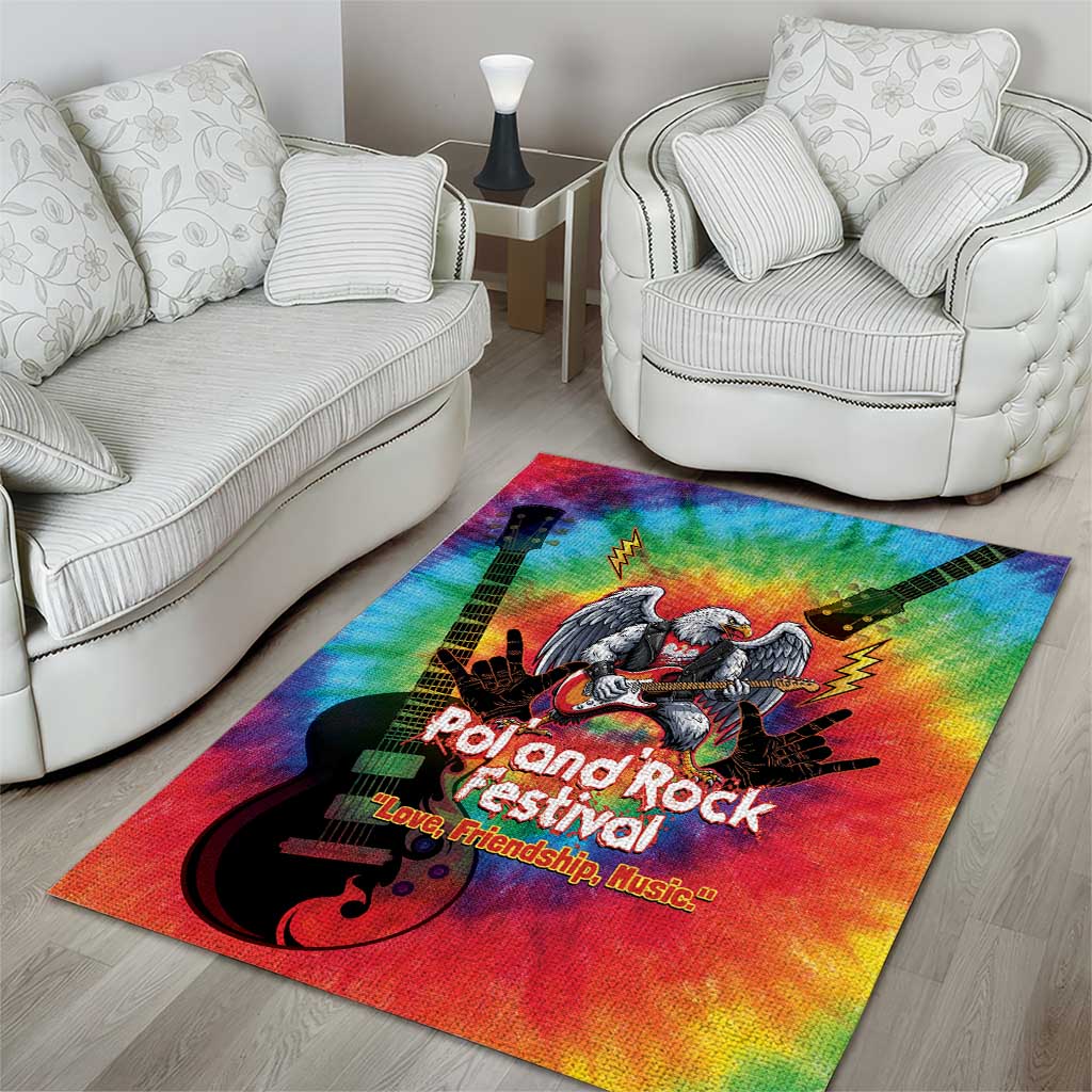 Rock Festival Poland Area Rug Polska Eagle Mascot Tie Dye Vibes - Wonder Print Shop