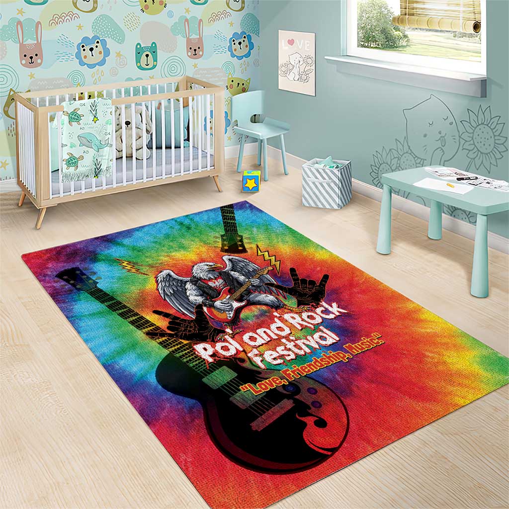 Rock Festival Poland Area Rug Polska Eagle Mascot Tie Dye Vibes - Wonder Print Shop