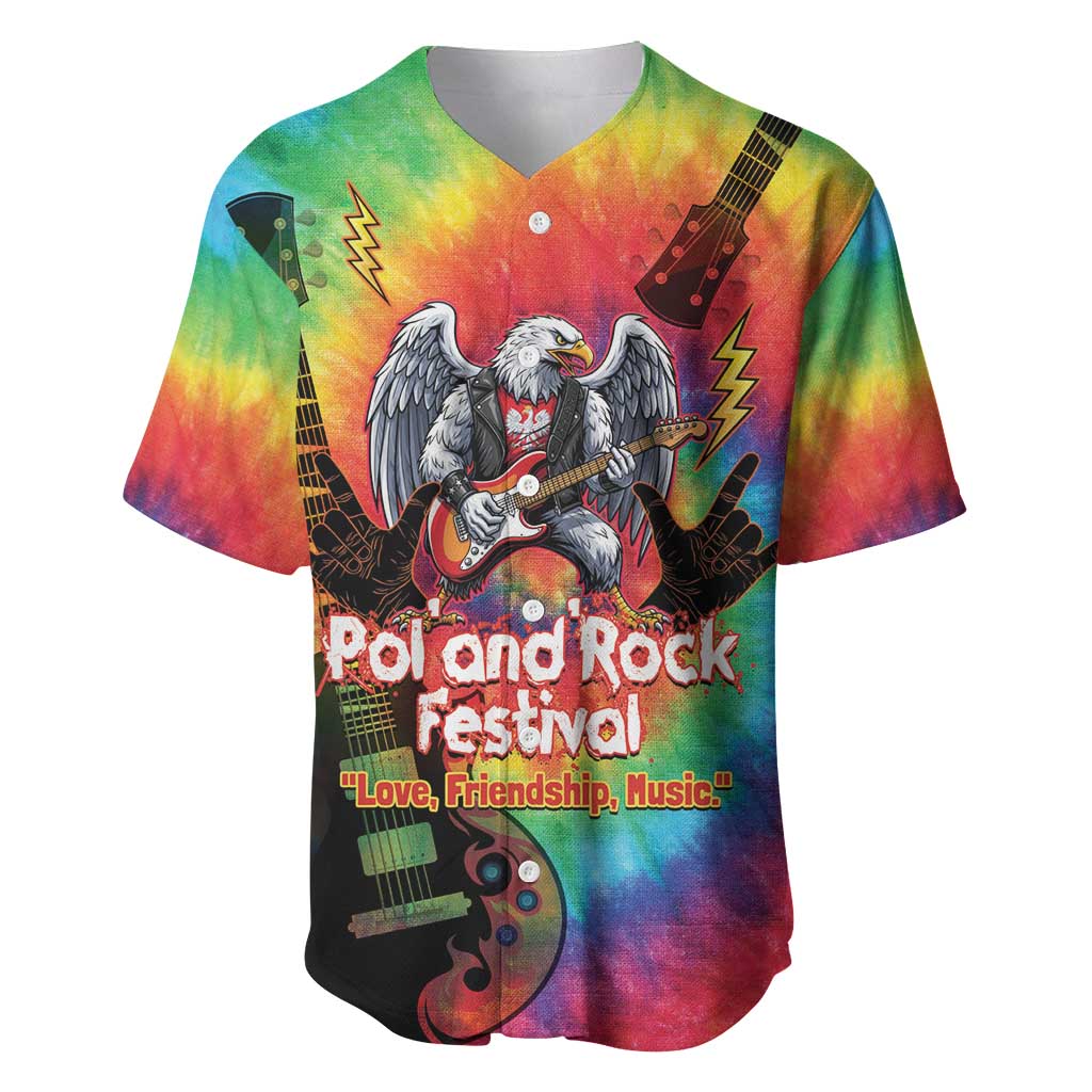 Rock Festival Poland Baseball Jersey Polska Eagle Mascot Tie Dye Vibes - Wonder Print Shop