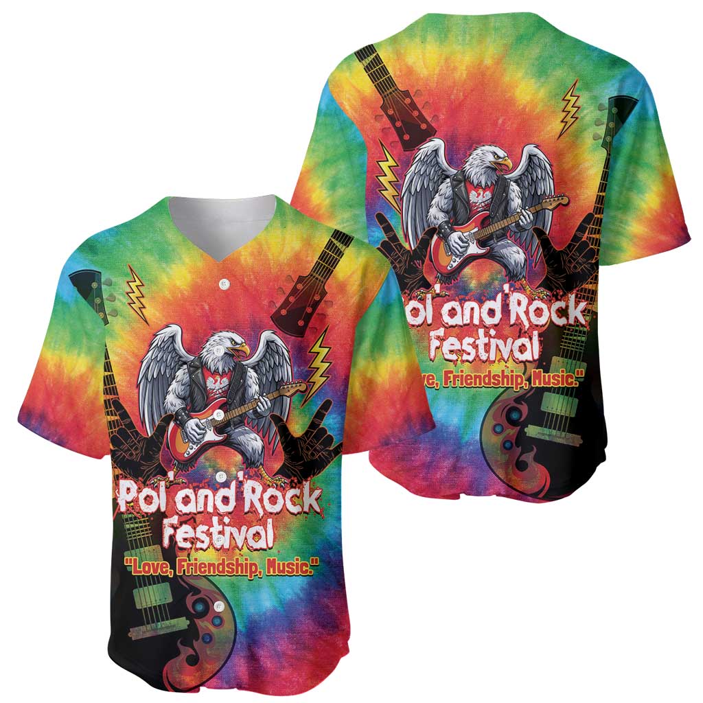 Rock Festival Poland Baseball Jersey Polska Eagle Mascot Tie Dye Vibes - Wonder Print Shop