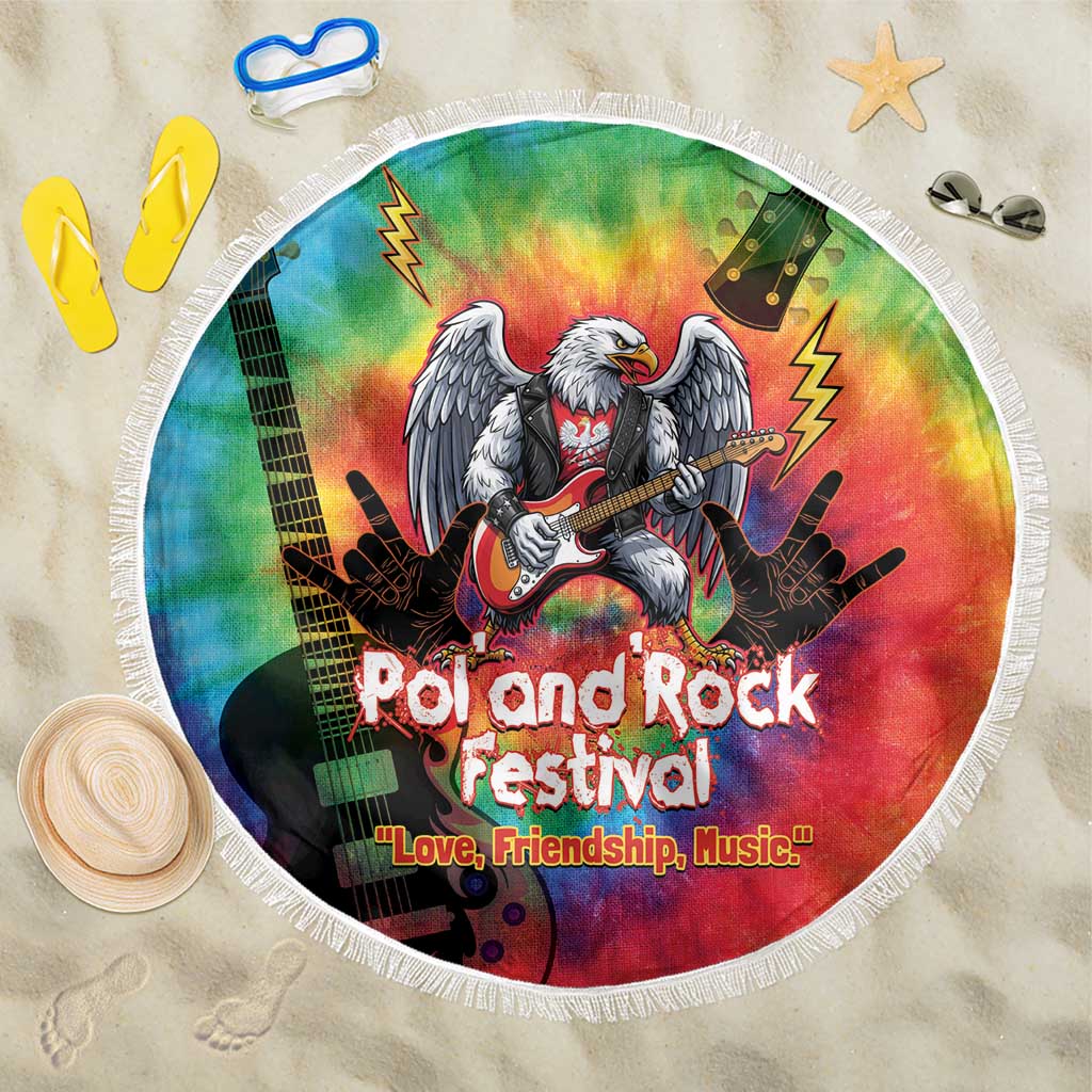 Rock Festival Poland Beach Blanket Polska Eagle Mascot Tie Dye Vibes - Wonder Print Shop