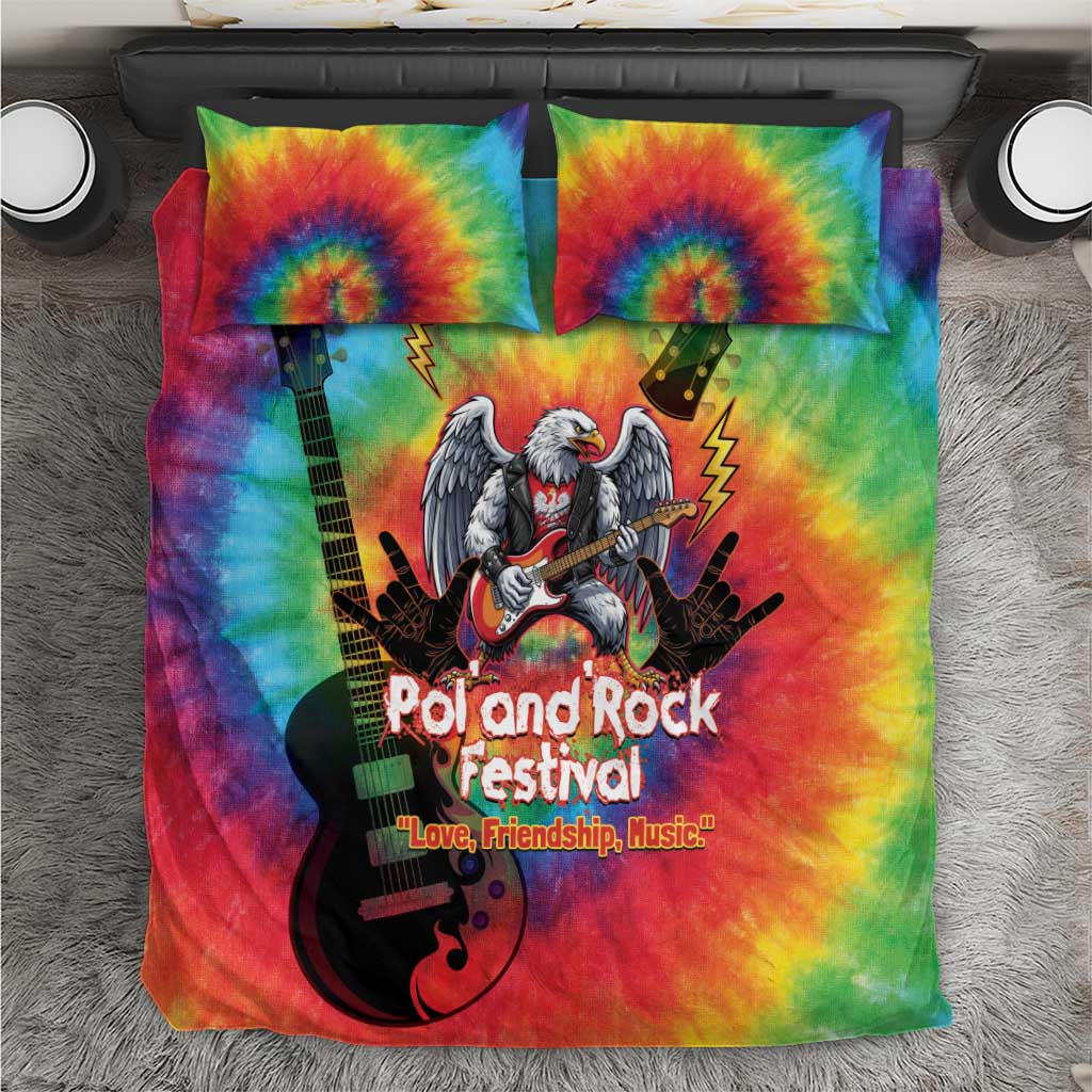 Rock Festival Poland Bedding Set Polska Eagle Mascot Tie Dye Vibes - Wonder Print Shop