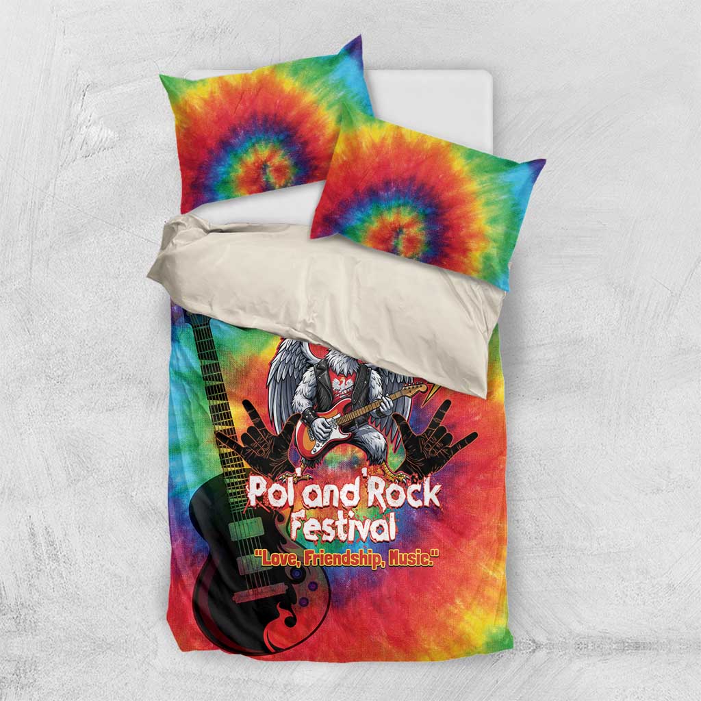 Rock Festival Poland Bedding Set Polska Eagle Mascot Tie Dye Vibes - Wonder Print Shop