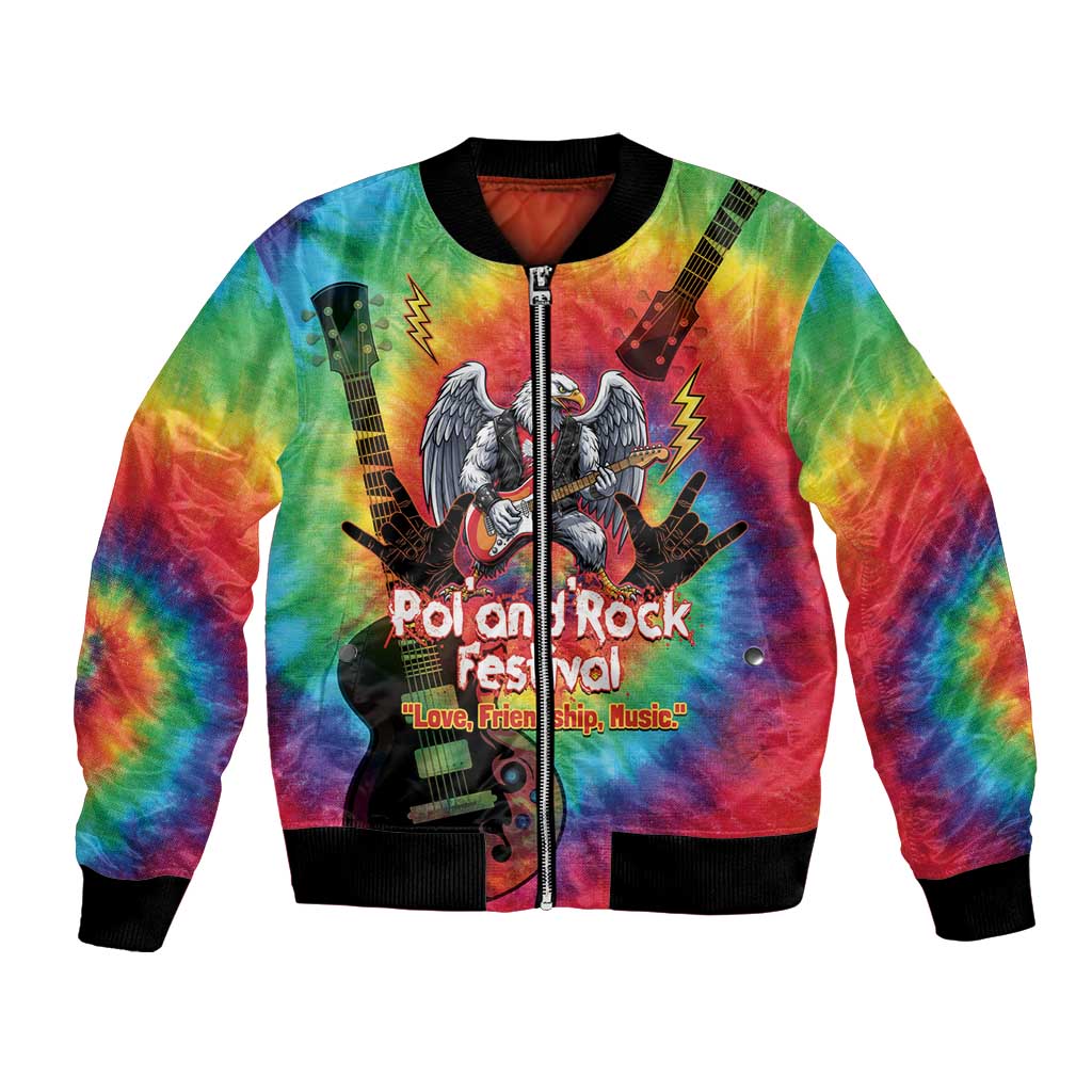 Rock Festival Poland Bomber Jacket Polska Eagle Mascot Tie Dye Vibes - Wonder Print Shop
