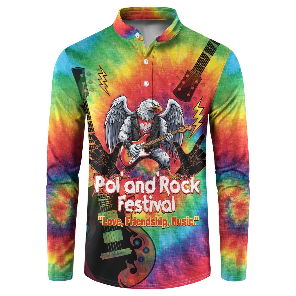 Rock Festival Poland Button Sweatshirt Polska Eagle Mascot Tie Dye Vibes - Wonder Print Shop