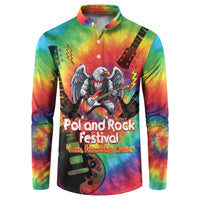 Rock Festival Poland Button Sweatshirt Polska Eagle Mascot Tie Dye Vibes - Wonder Print Shop