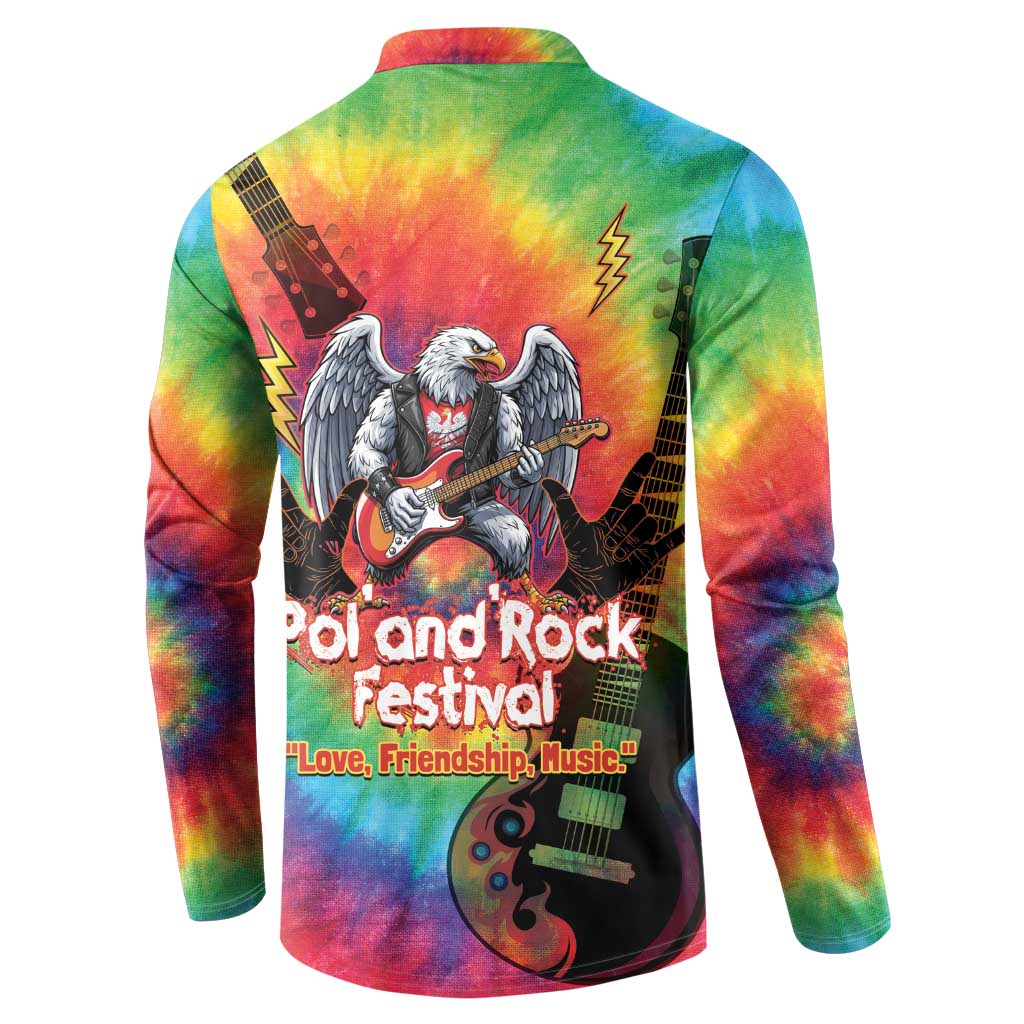 Rock Festival Poland Button Sweatshirt Polska Eagle Mascot Tie Dye Vibes - Wonder Print Shop