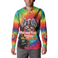 Rock Festival Poland Button Sweatshirt Polska Eagle Mascot Tie Dye Vibes - Wonder Print Shop