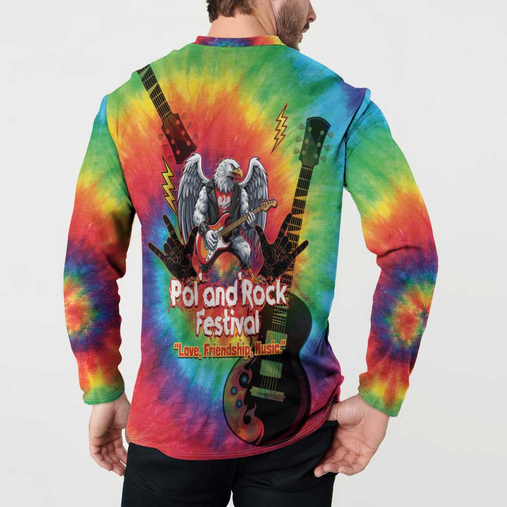 Rock Festival Poland Button Sweatshirt Polska Eagle Mascot Tie Dye Vibes - Wonder Print Shop
