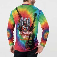 Rock Festival Poland Button Sweatshirt Polska Eagle Mascot Tie Dye Vibes - Wonder Print Shop