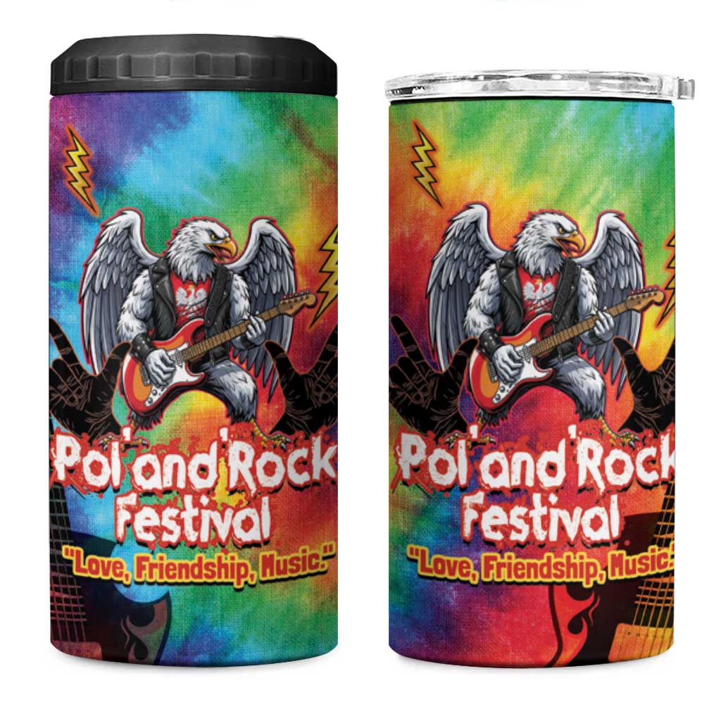 Rock Festival Poland 4 in 1 Can Cooler Tumbler Polska Eagle Mascot Tie Dye Vibes - Wonder Print Shop