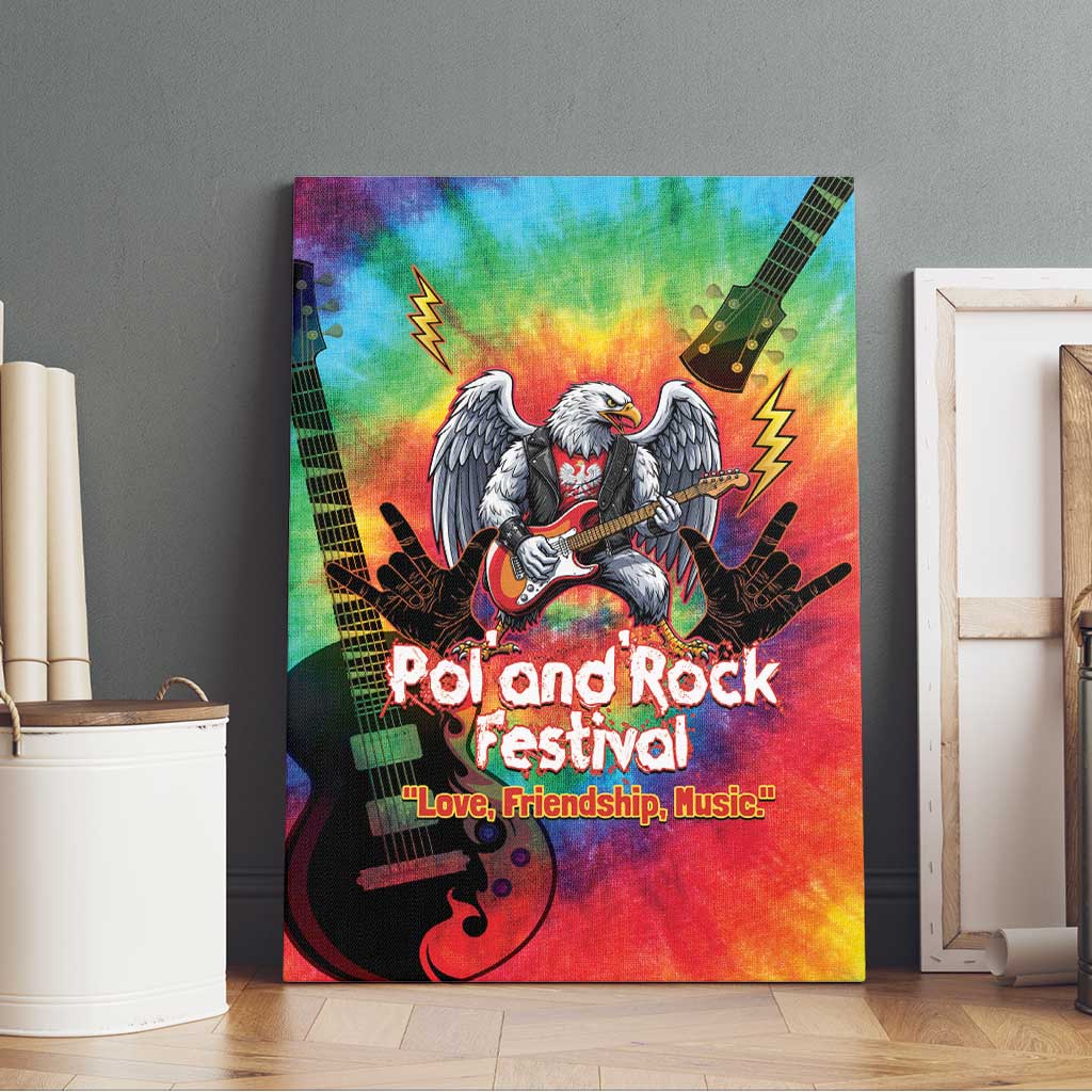 Rock Festival Poland Canvas Wall Art Polska Eagle Mascot Tie Dye Vibes - Wonder Print Shop