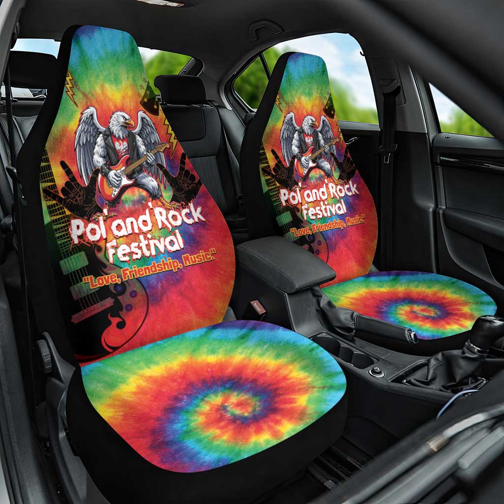 Rock Festival Poland Car Seat Cover Polska Eagle Mascot Tie Dye Vibes - Wonder Print Shop